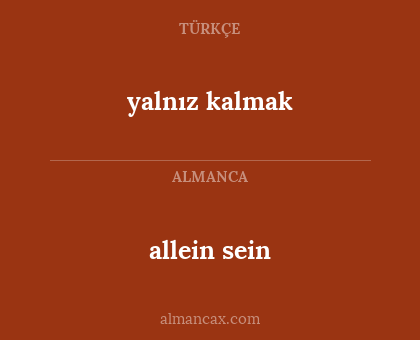 allein sein - yalnız kalmak
