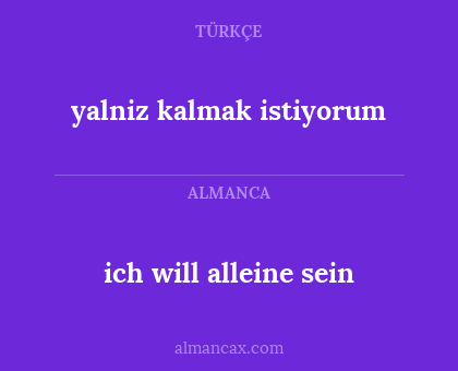 ich will alleine sein - yalniz kalmak istiyorum