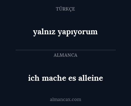 yalnız yapıyorum - ich mache es alleine
