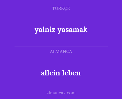 allein leben - yalniz yasamak