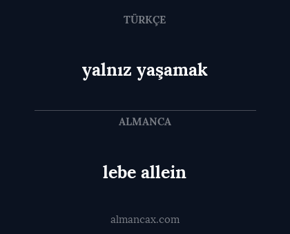 lebe allein - yalnız yaşamak