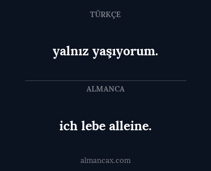 ich lebe alleine. - yalnız yaşıyorum.