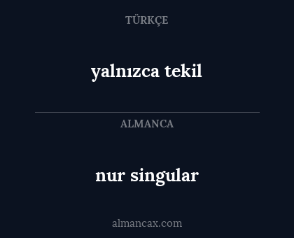 yalnızca tekil - nur singular