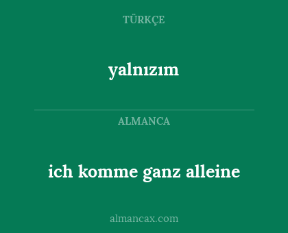 ich komme ganz alleine - yalnızım
