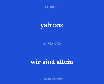 yalnızız - wir sind allein