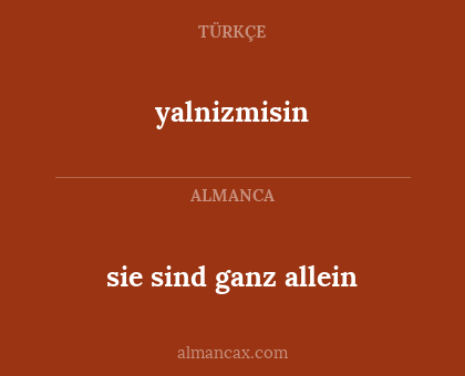 yalnizmisin - sie sind ganz allein