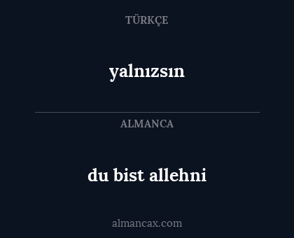 yalnızsın - du bist allehni