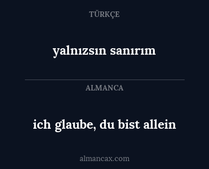 ich glaube, du bist allein - yalnızsın sanırım
