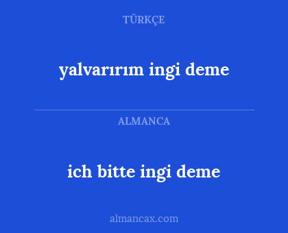 ich bitte ingi deme - yalvarırım ingi deme
