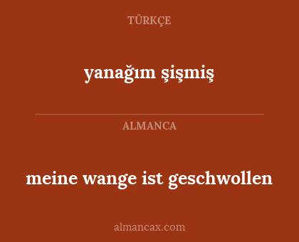 yanağım şişmiş - meine wange ist geschwollen