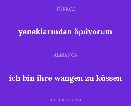 ich bin ihre wangen zu küssen - yanaklarından öpüyorum