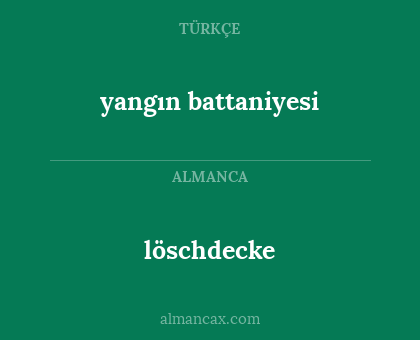 löschdecke - yangın battaniyesi