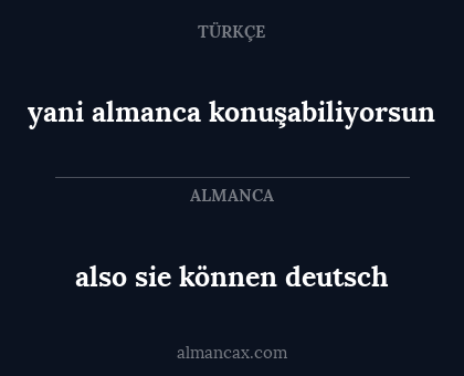 also sie können deutsch - yani almanca konuşabiliyorsun