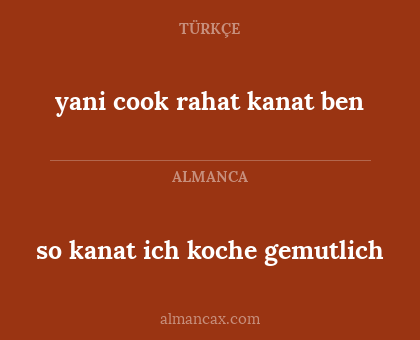 so kanat ich koche gemutlich - yani cook rahat kanat ben