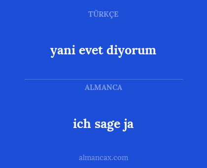 yani evet diyorum - ich sage ja