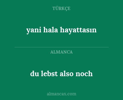du lebst also noch - yani hala hayattasın
