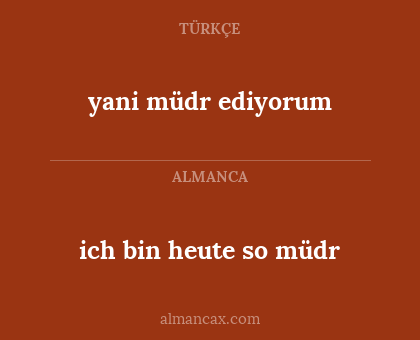 yani müdr ediyorum - ich bin heute so müdr