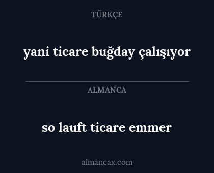 yani ticare buğday çalışıyor - so lauft ticare emmer