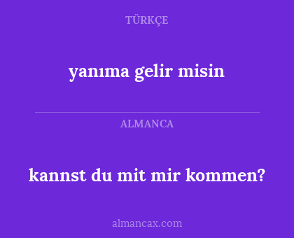 kannst du mit mir kommen? - yanıma gelir misin