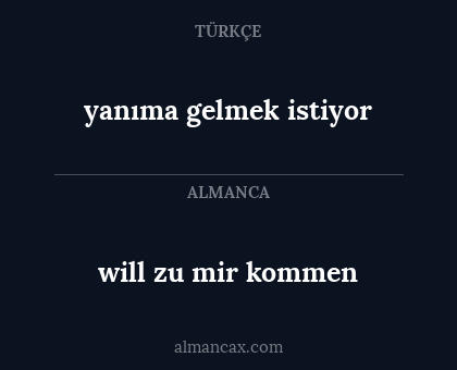 yanıma gelmek istiyor - will zu mir kommen