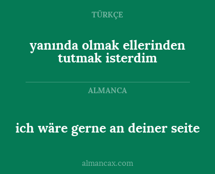 yanında olmak ellerinden tutmak isterdim - ich wäre gerne an deiner seite