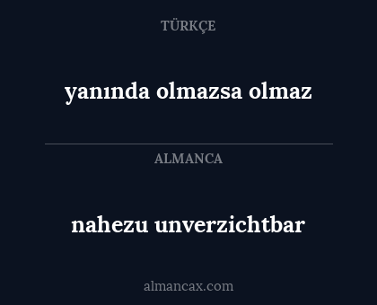 nahezu unverzichtbar - yanında olmazsa olmaz