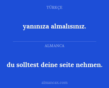 du solltest deine seite nehmen. - yanınıza almalısınız.