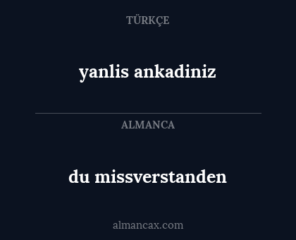 du missverstanden - yanlis ankadiniz