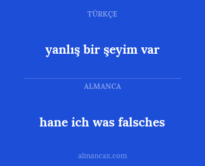 hane ich was falsches - yanlış bir şeyim var