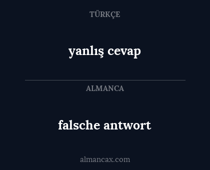 falsche antwort - yanlış cevap
