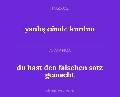 yanlış cümle kurdun - du hast den falschen satz gemacht