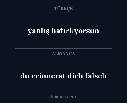 du erinnerst dich falsch - yanlış hatırlıyorsun