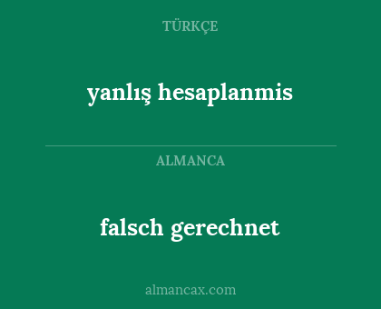 yanlış hesaplanmis - falsch gerechnet