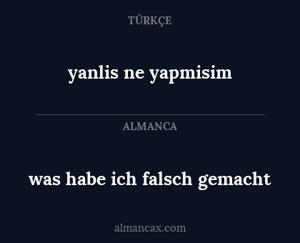 was habe ich falsch gemacht - yanlis ne yapmisim