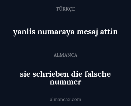 yanlis numaraya mesaj attin - sie schrieben die falsche nummer