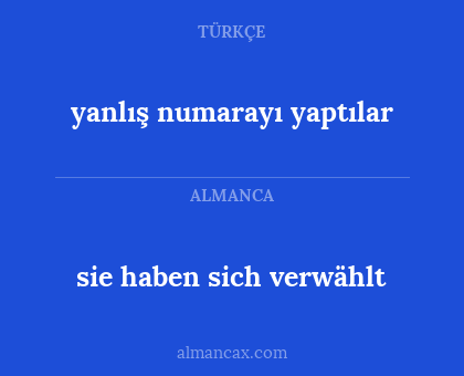 yanlış numarayı yaptılar - sie haben sich verwählt