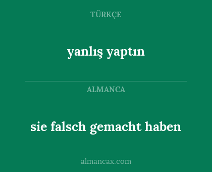 sie falsch gemacht haben - yanlış yaptın