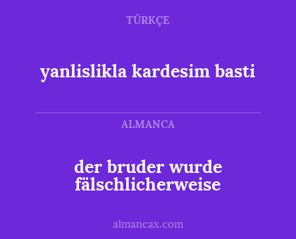 der bruder wurde fälschlicherweise - yanlislikla kardesim basti