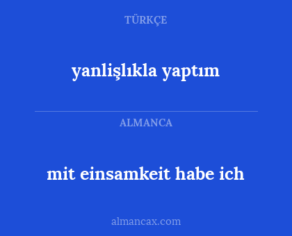 mit einsamkeit habe ich - yanlişlıkla yaptım