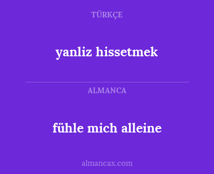 fühle mich alleine - yanliz hissetmek
