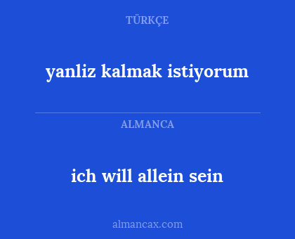 ich will allein sein - yanliz kalmak istiyorum
