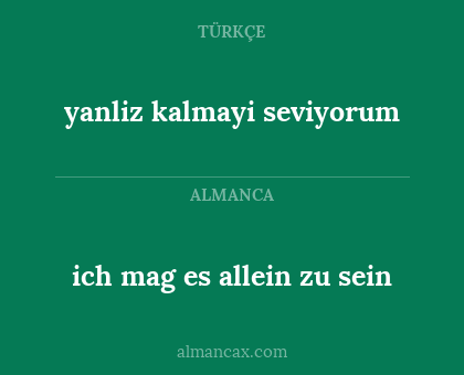 ich mag es allein zu sein - yanliz kalmayi seviyorum