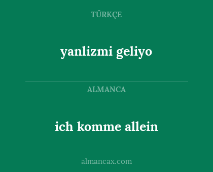 ich komme allein - yanlizmi geliyo