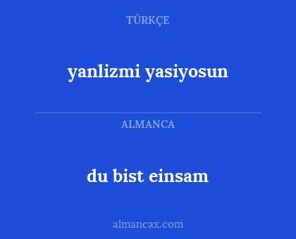 yanlizmi yasiyosun - du bist einsam