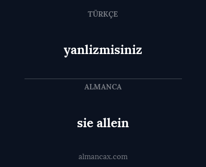 sie allein - yanlizmisiniz