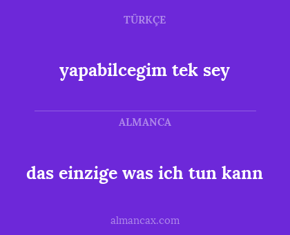 das einzige was ich tun kann - yapabilcegim tek sey