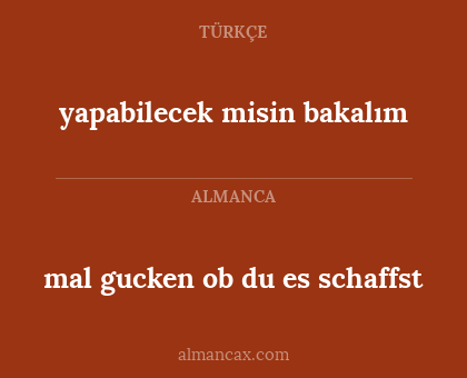 yapabilecek misin bakalım - mal gucken ob du es schaffst