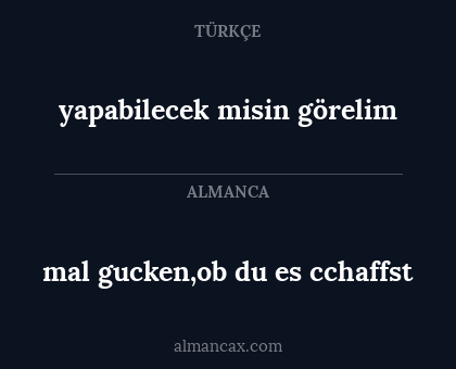 mal gucken,ob du es cchaffst - yapabilecek misin görelim