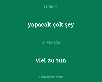 viel zu tun - yapacak çok şey