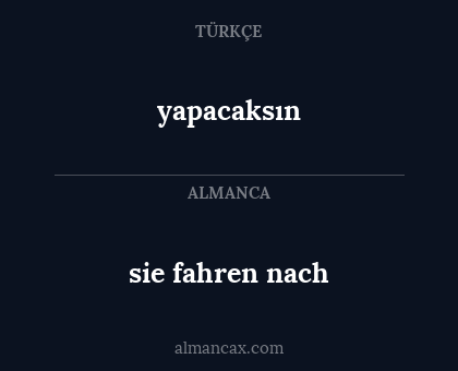 yapacaksın - sie fahren nach